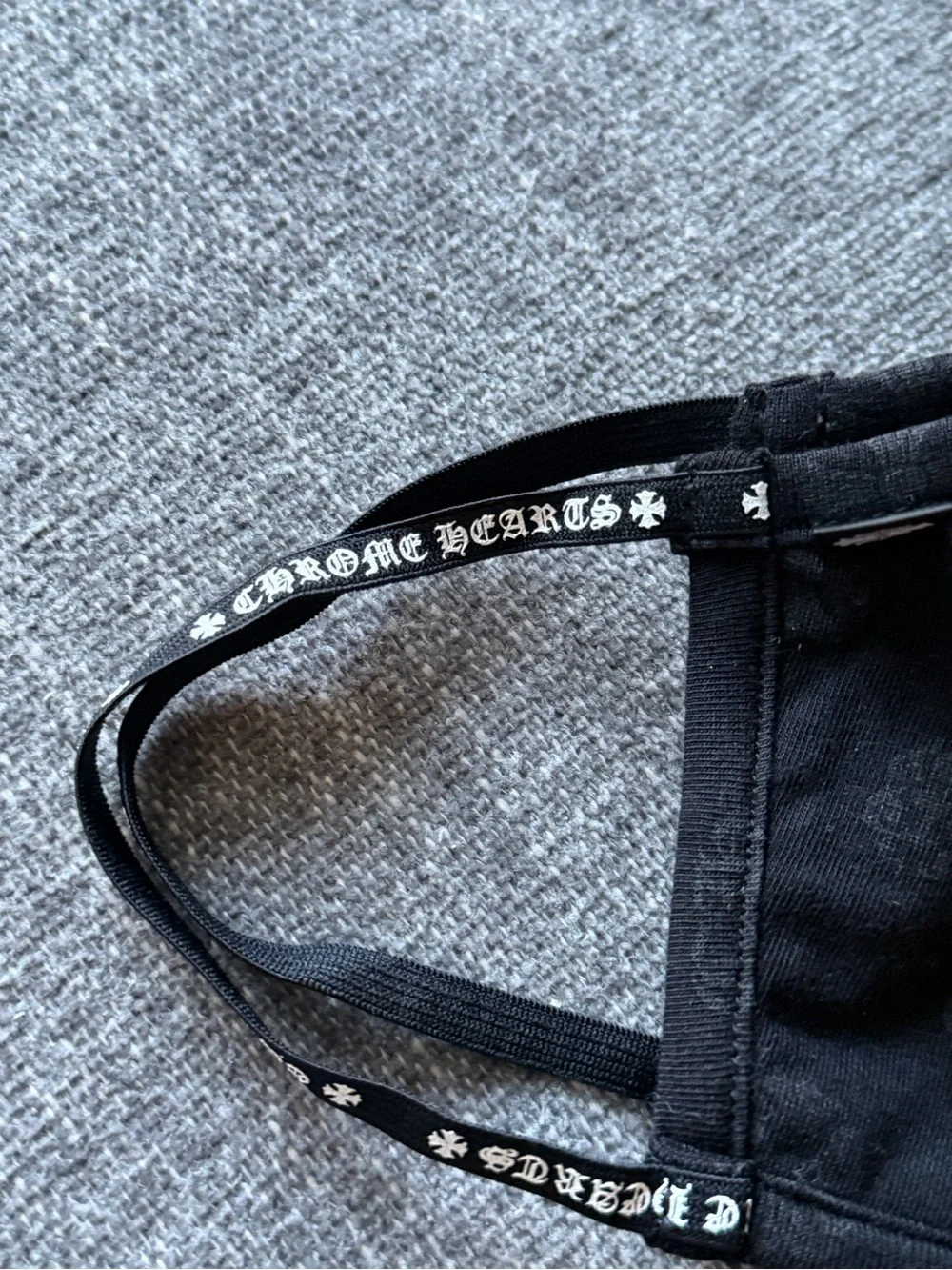 Chrome Hearts Black Cotton Face Mask with Logo Strap